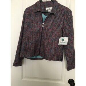 Erin London Women's Zip Up Tweed Blazer Suit Jacket Coat 1-Piece Size Small